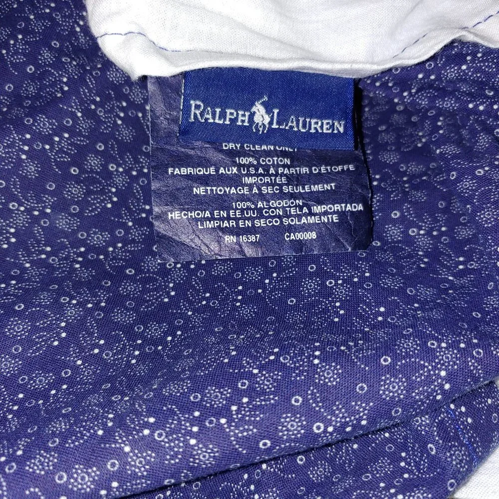Ralph Lauren KING Blue Petite Floral Ruffled VTG Bed Skirt 13